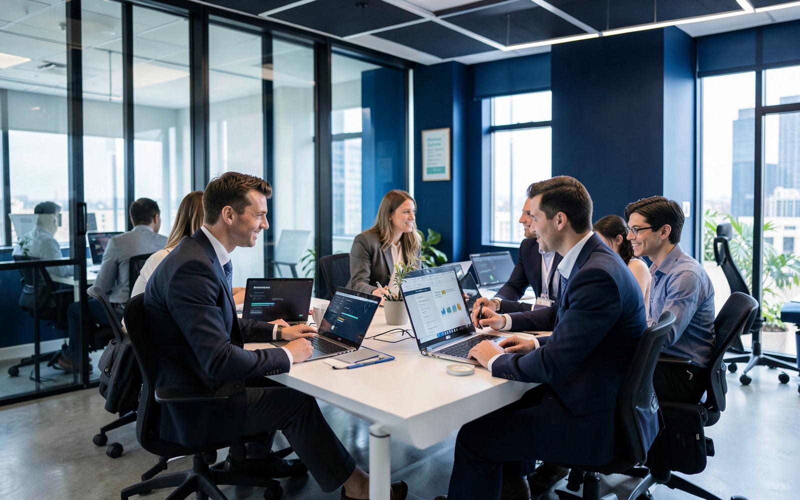 The Noverabank team working together in their office