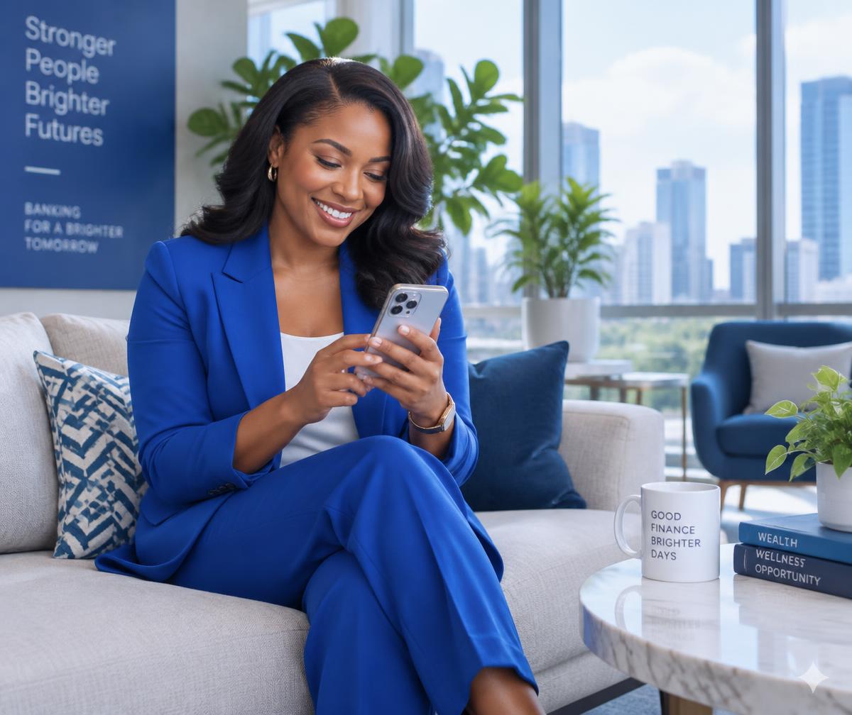 Customer using the Noverabank mobile app