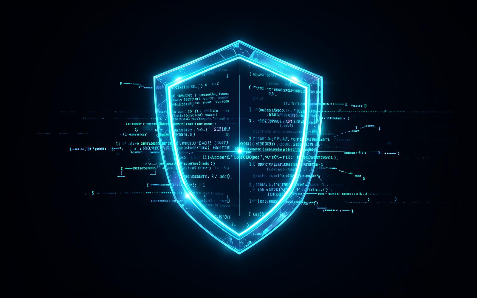 Illustration of a glowing digital security shield