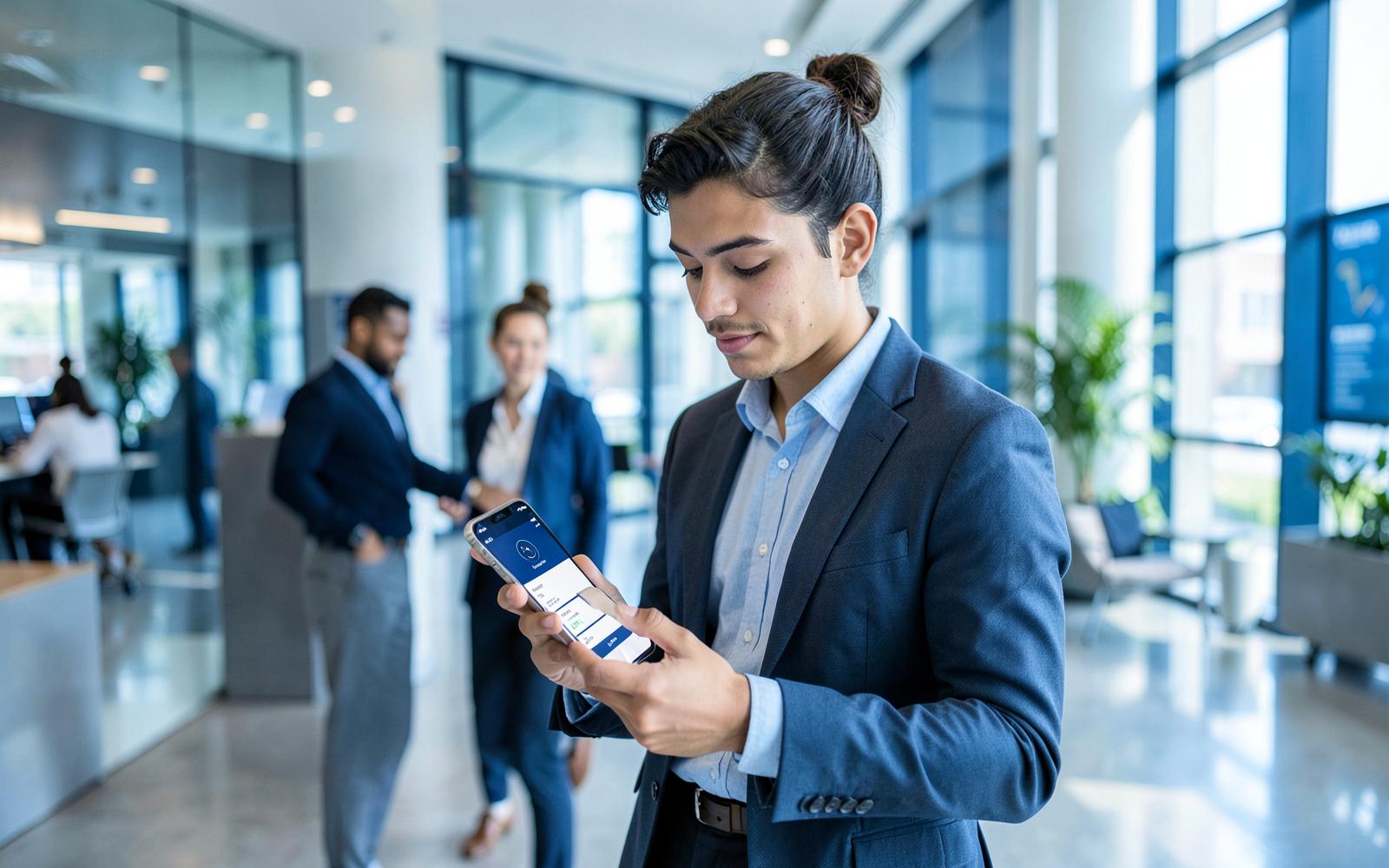 Customer checking their Noverabank account on a smartphone